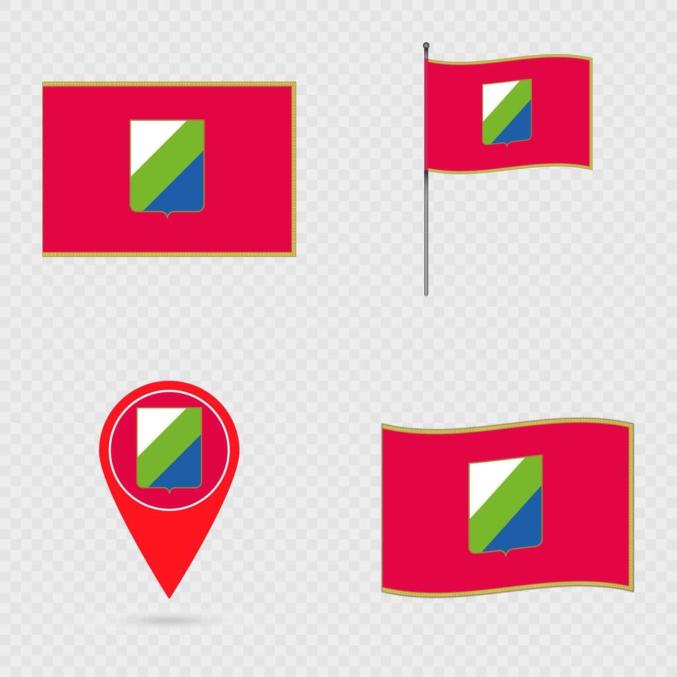 Abruzzo Flag Set, Region of Italy. vector