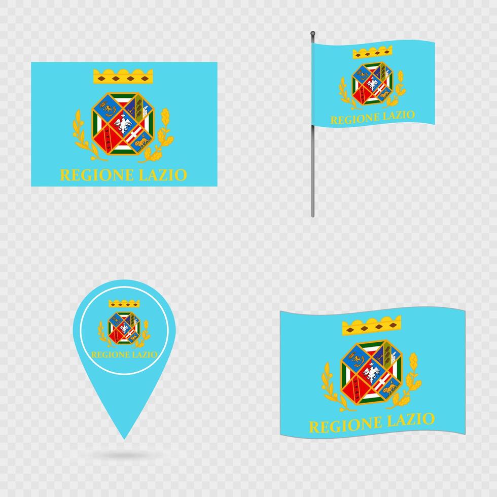 Lazio Flag Set, Region of Italy. vector