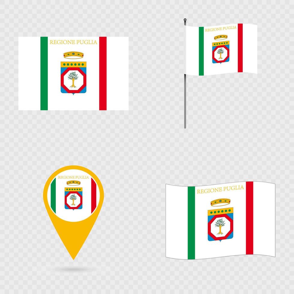 Apulia Flag Set, Region of Italy. vector