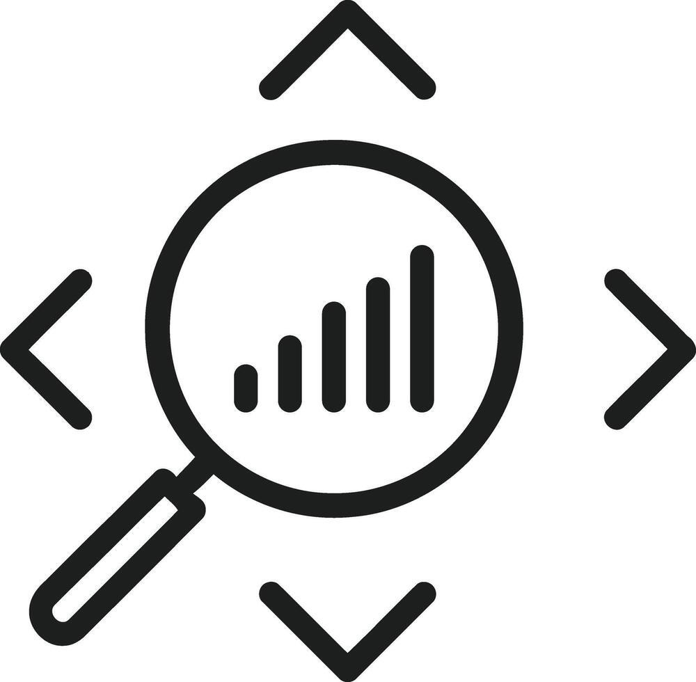 Minimalist Icon Design Magnifying Glass and Bar Graph vector