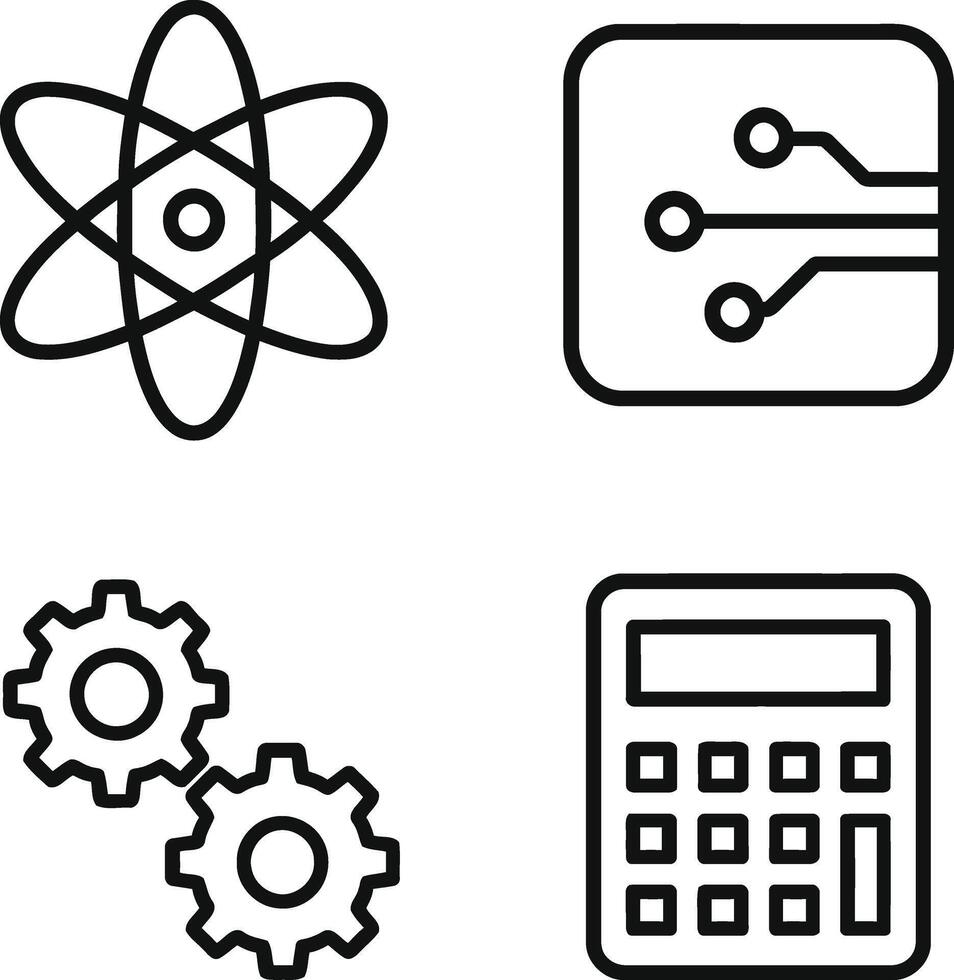 STEM Icons Black and White Educational Line Drawings of Science and Technology Symbols vector