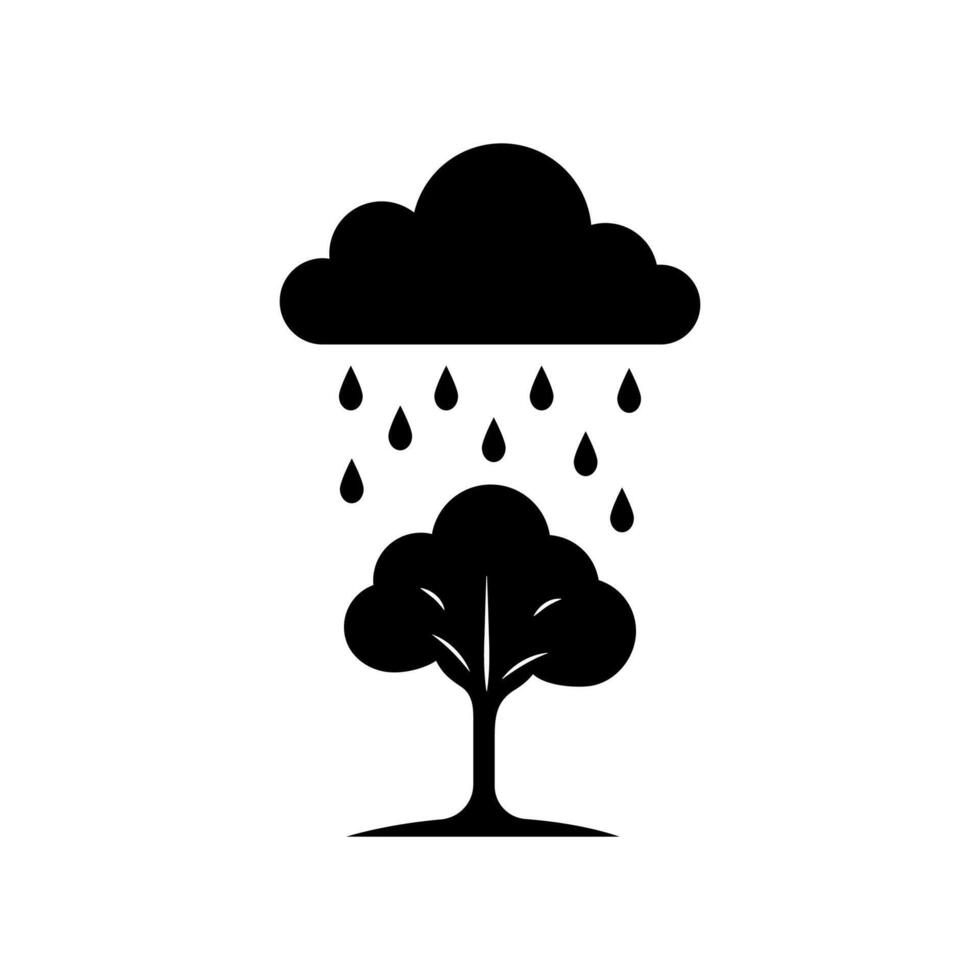 Rain cloud watering tree icon for growth concept vector