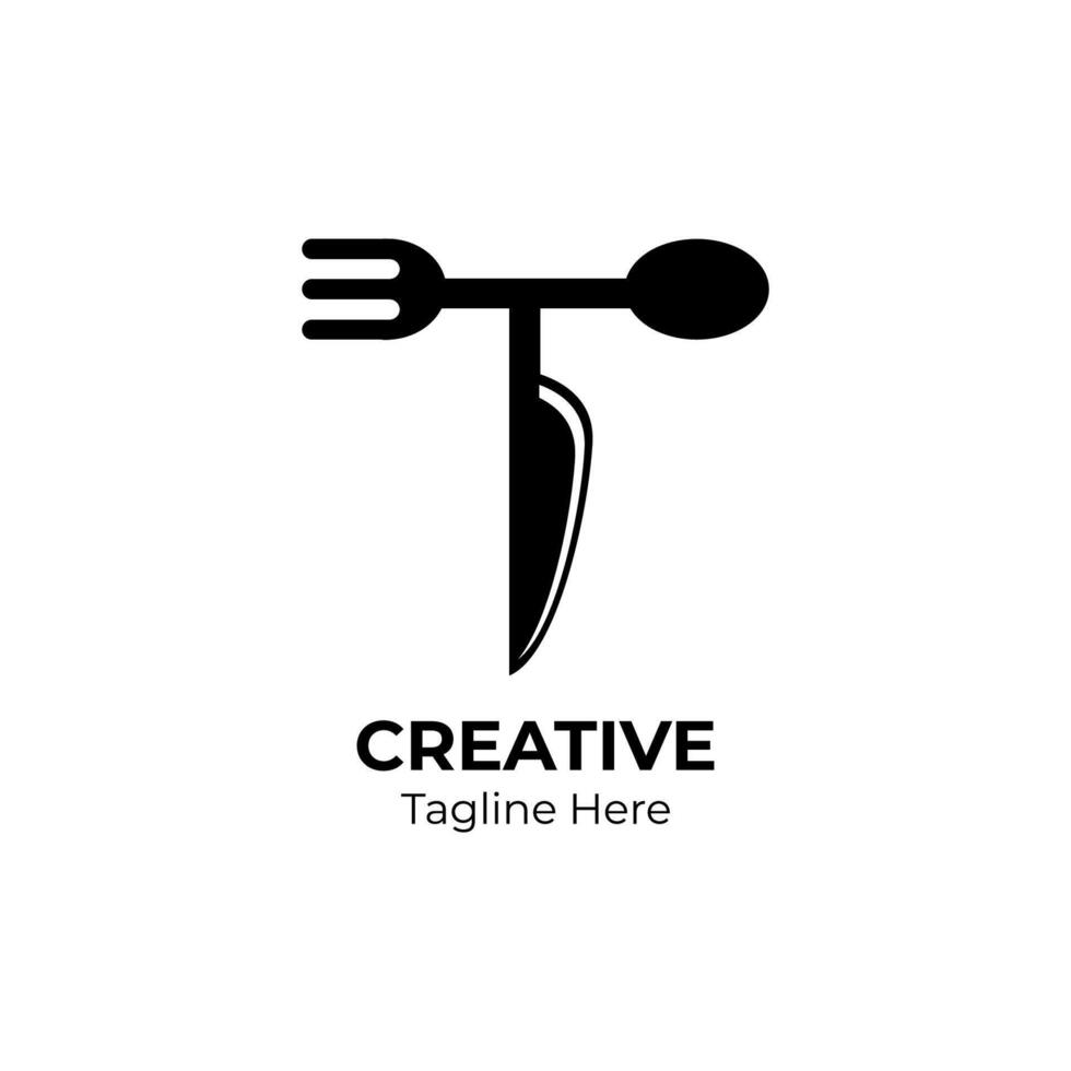 Letter T food logo design. Initial T food equipment simple logo template. vector