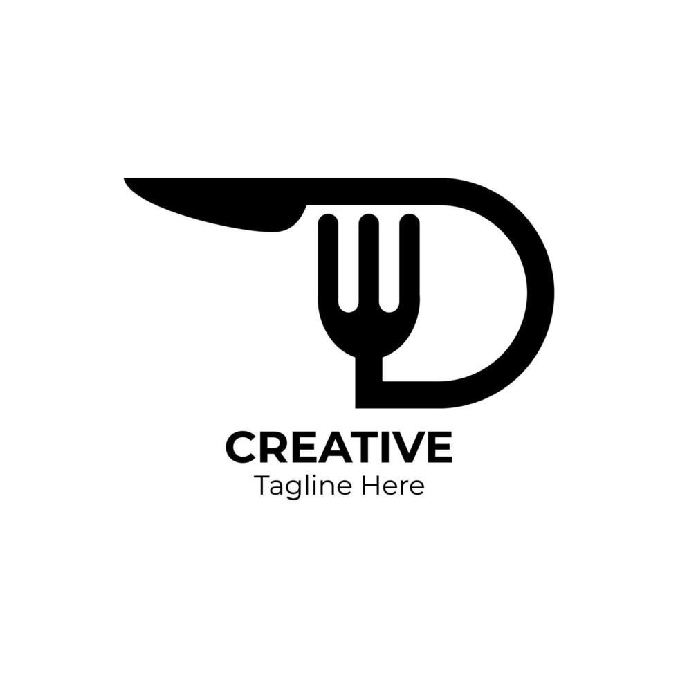 Letter D food logo design. Initial D food equipment simple logo template. vector
