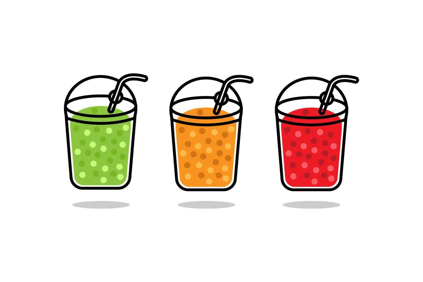 Orange, strawberry, and avocado smoothies. Organic fruit shake. Flat design illustration. vector