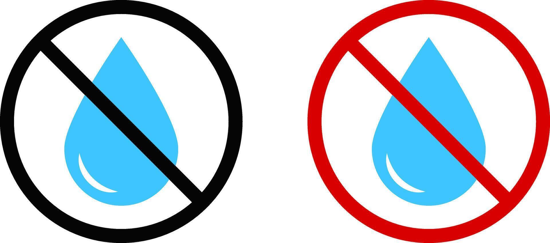 No water icon. Prohibition sign. indicating non potable water. Liquids are prohibited. waterproof warning icon vector
