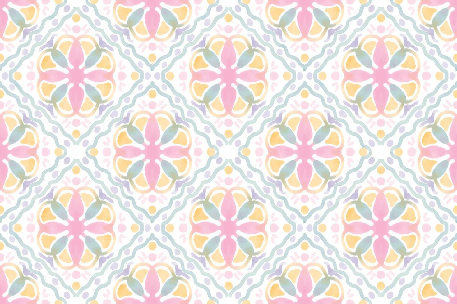 watercolor abstract mandala style pink circle block print seamless pattern background vector