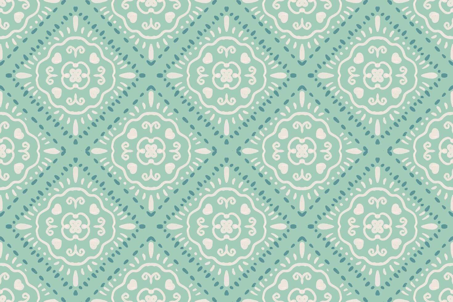 vintage style white block print seamless pattern on sage green background vector