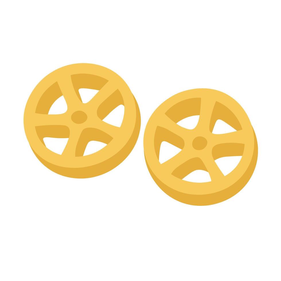 Cartoon rotelle pasta wheels isolated on white background, flat food style illustration. vector
