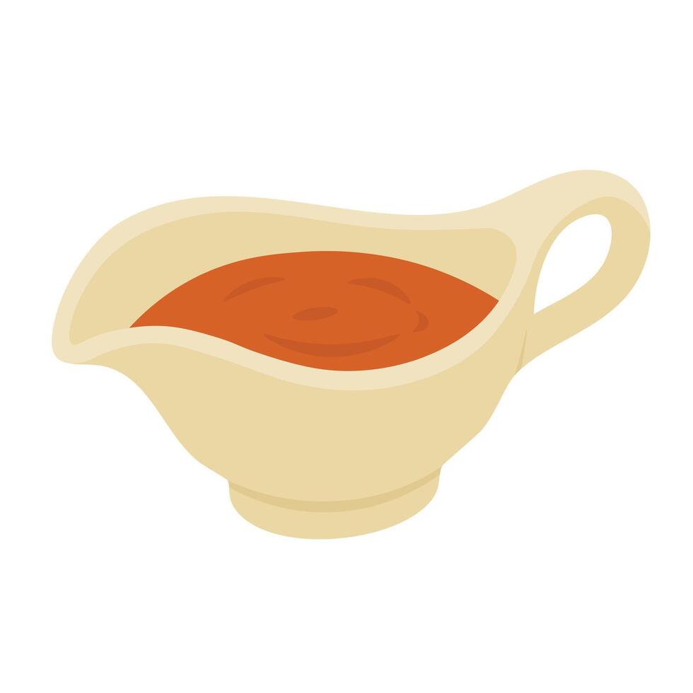 Cartoon illustration of sauce in a gravy boat isolated on white background. vector