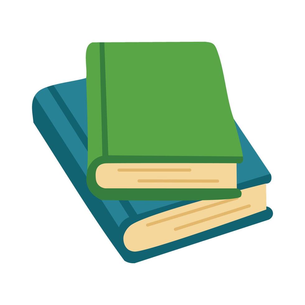 Two closed books stacked on top of each other. Colorful flat cartoon illustration for school, education, or reading concepts. vector