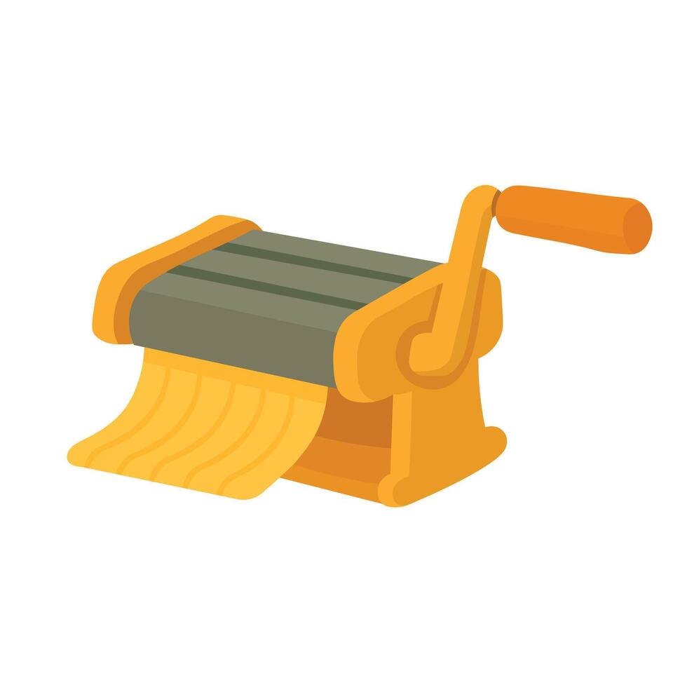 Cartoon pasta maker machine for cooking fresh pasta, isolated, flat food style illustration. vector