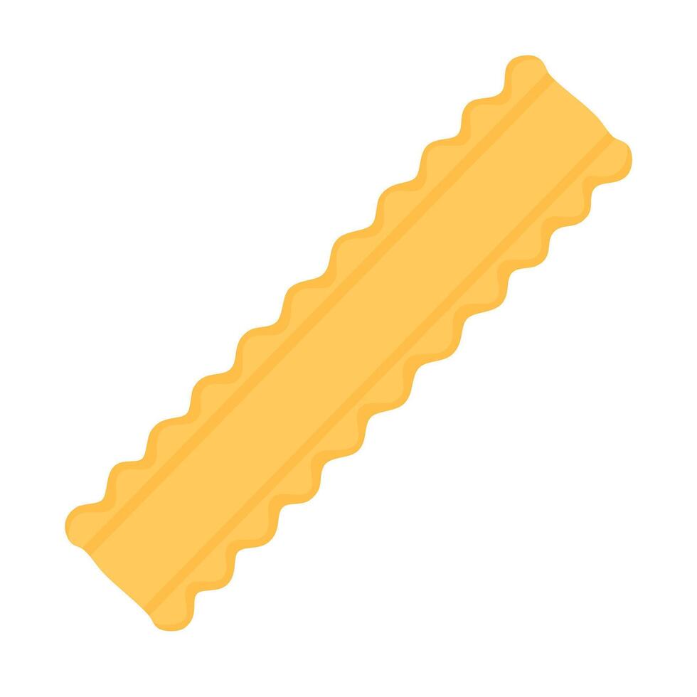 Cartoon mafaldine pasta strip isolated on white background, flat food style illustration. vector