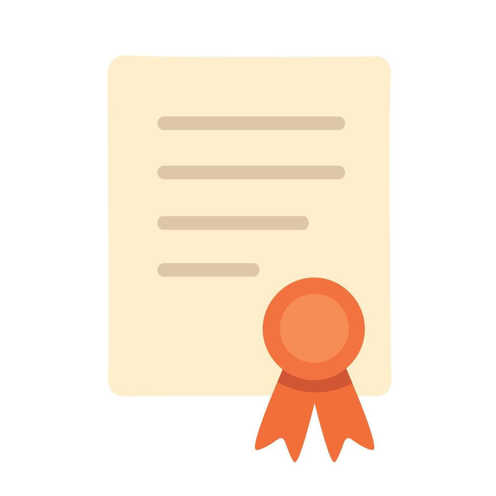 Cartoon style diploma with ribbon in soft colors. Flat illustration for school or certificate themes. vector