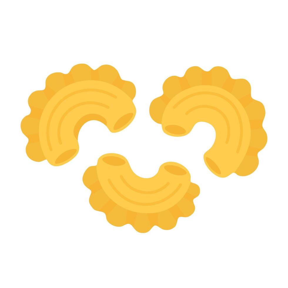 Cartoon of Italian mafaldine corte pasta. Cute flat illustration of curled pasta type. vector