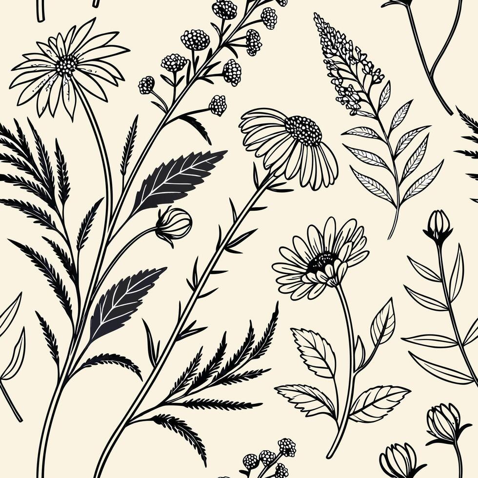 Botanical Engraving Style Design with Parchment Texture vector