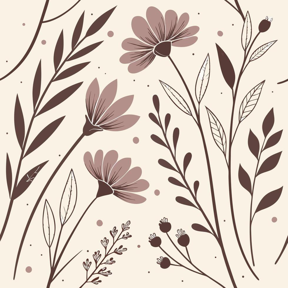 Watercolor Splash with Delicate Floral and Leaf Accents in Soft Tones vector
