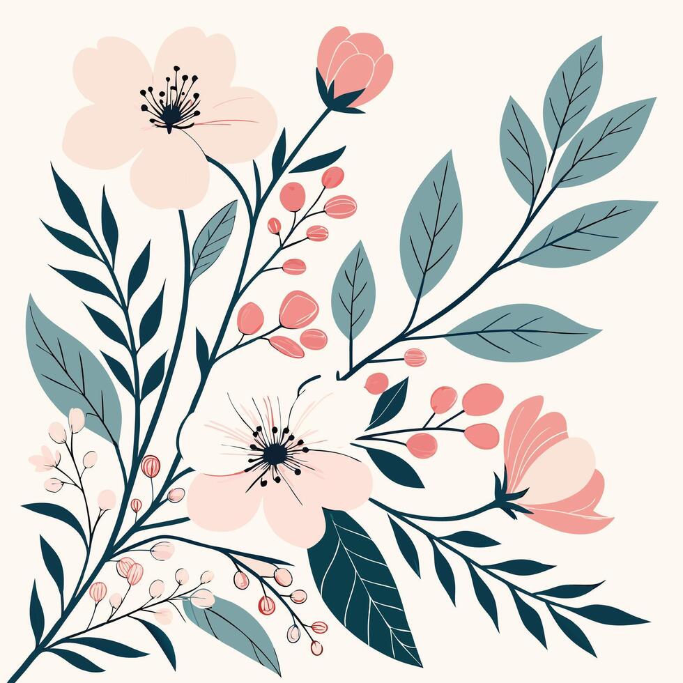 Seamless Watercolor Floral Pattern with Hand Painted Leaves vector