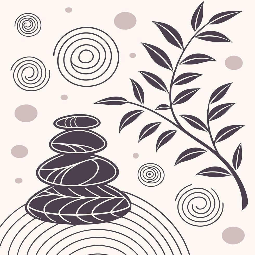 Serene Zen Theme Repeating Patterns for Wallpaper and Fabric vector