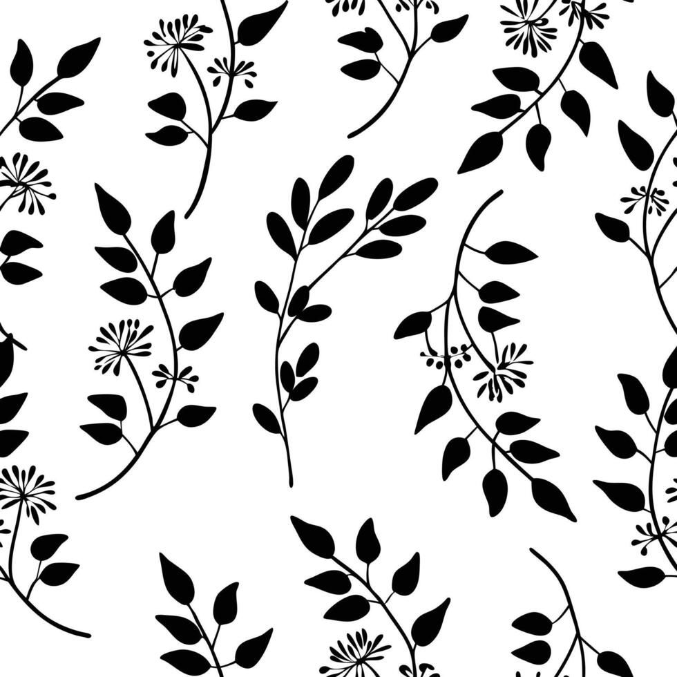 Hand Sketched Seamless Botanical Leaf Pattern in Monochrome and Neutral Palettes Ideal for Textiles Packaging Wallpapers Scrapbooking and Nature Inspired Surface Design Projects vector