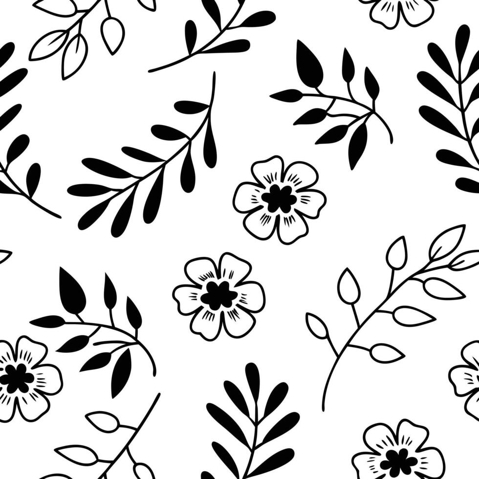Hand Drawn Minimal Wildflower Repeat Pattern for Fabric and Home Decor vector