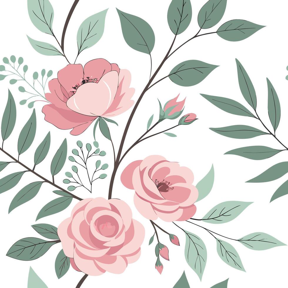 Soft Botanical Design Featuring Blush Pink and Sage Green Tones vector
