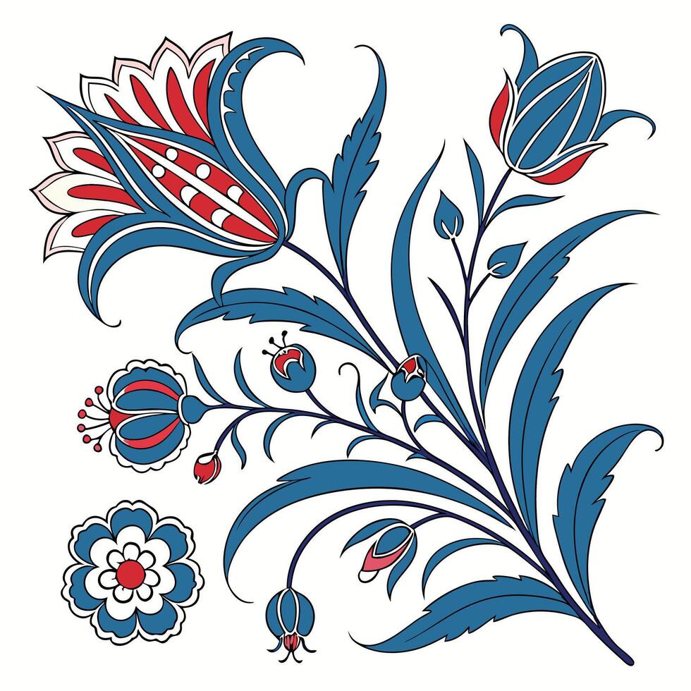 Elegant Seamless Floral Pattern Inspired by Traditional Turkish Tiles with Ornate Motifs in Soft Blues and Delicate Symmetry for Home Decor Wallpaper and Fabric Design Projects vector
