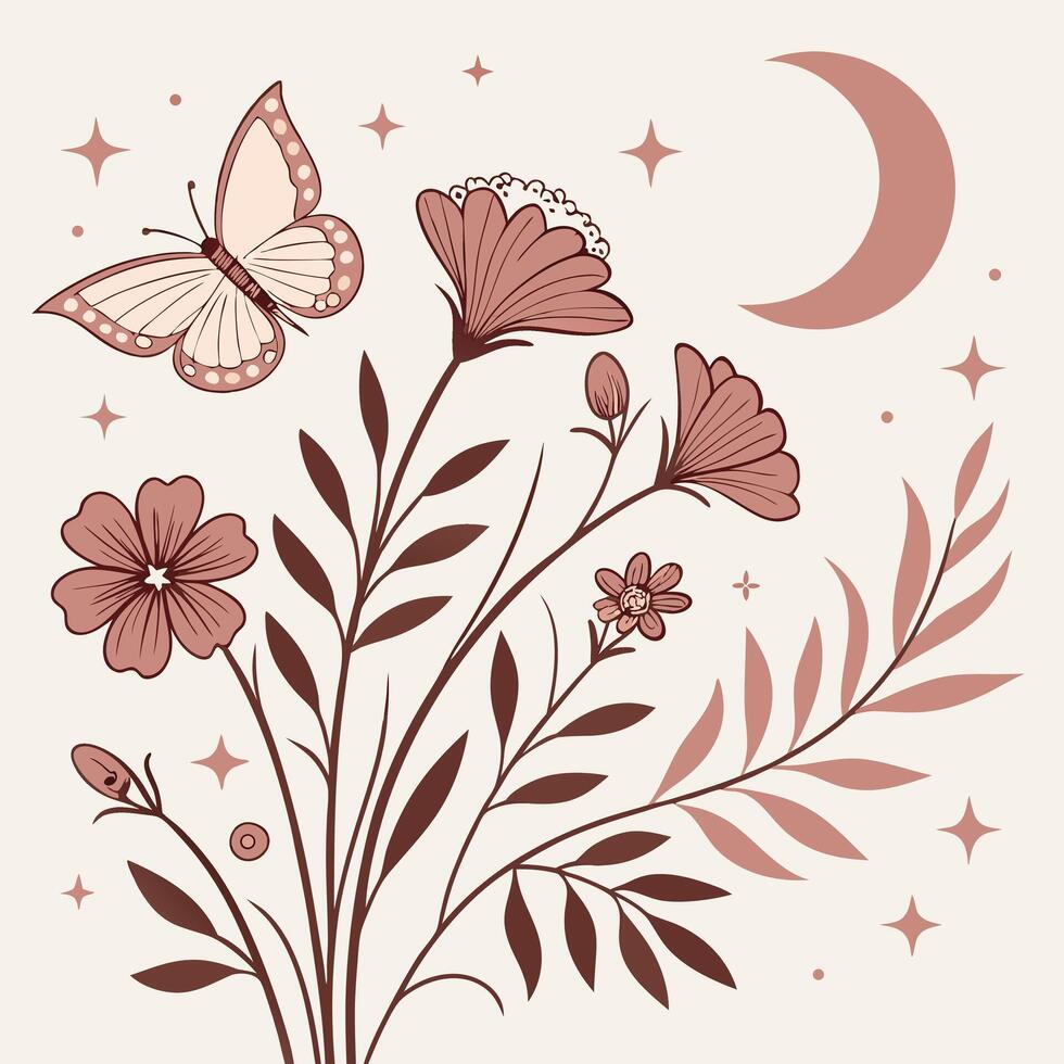 Whimsical Boho Floral Seamless Pattern with Delicate Meadow Flowers for Fashion Textiles and Wallpaper Designs vector