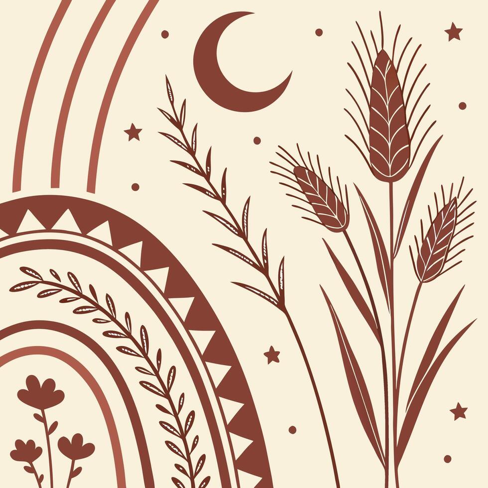 Seamless Boho Pattern Featuring Abstract Arches with Earthy Tones and Hand Drawn Shapes Perfect for Modern Textile Prints Interior Wallpapers and Stationery Products vector