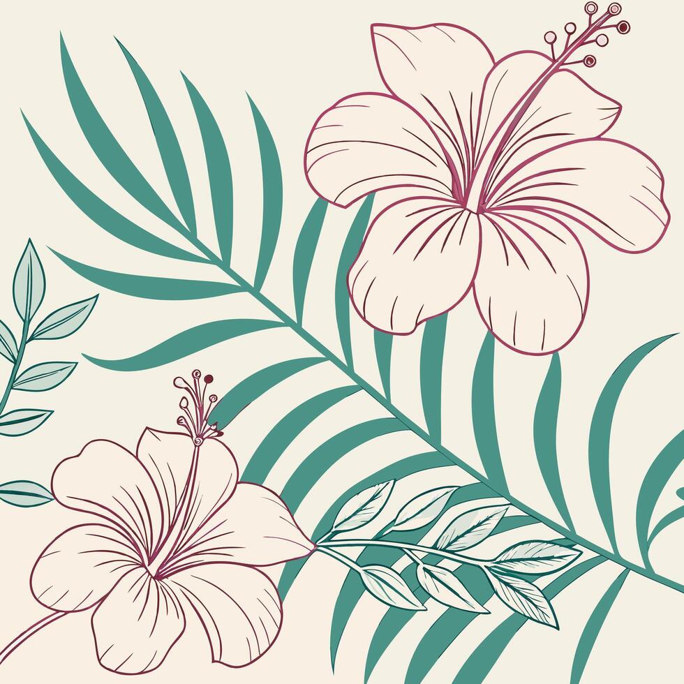 Tropical Floral Pattern in Soft Blush Palette Seamless Design with Subtle Leaves and Petals Perfect for Fashion and Interior Applications vector
