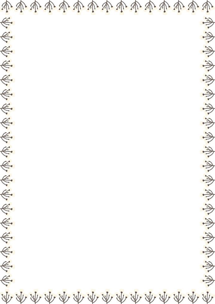 Cotton branch empty frame. Simple plant Thanksgiving template vector