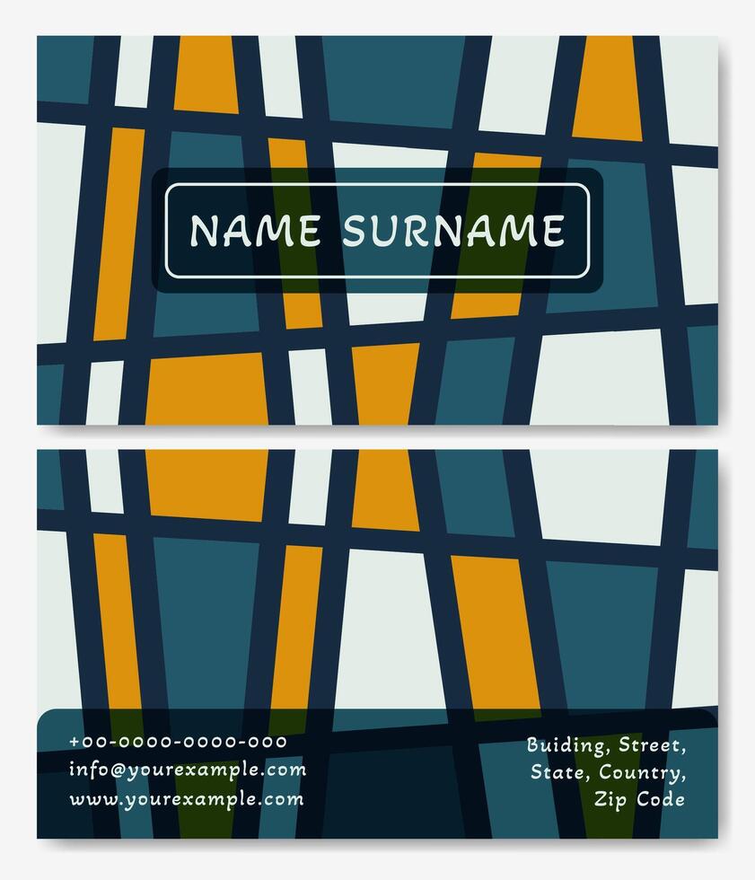 Minimal abstract business card template. Modern corporate id layout with geometric shapes vector