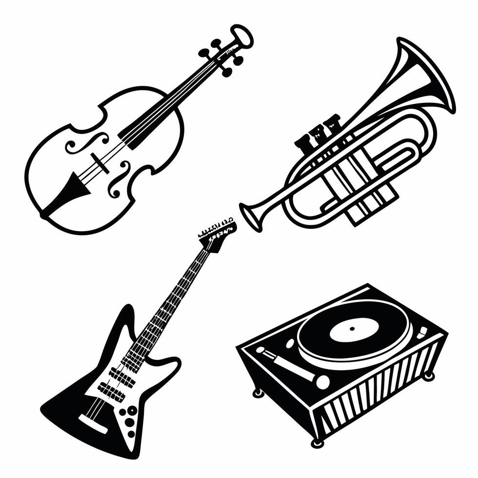 Musical Instruments and Turntable Graphic Design vector