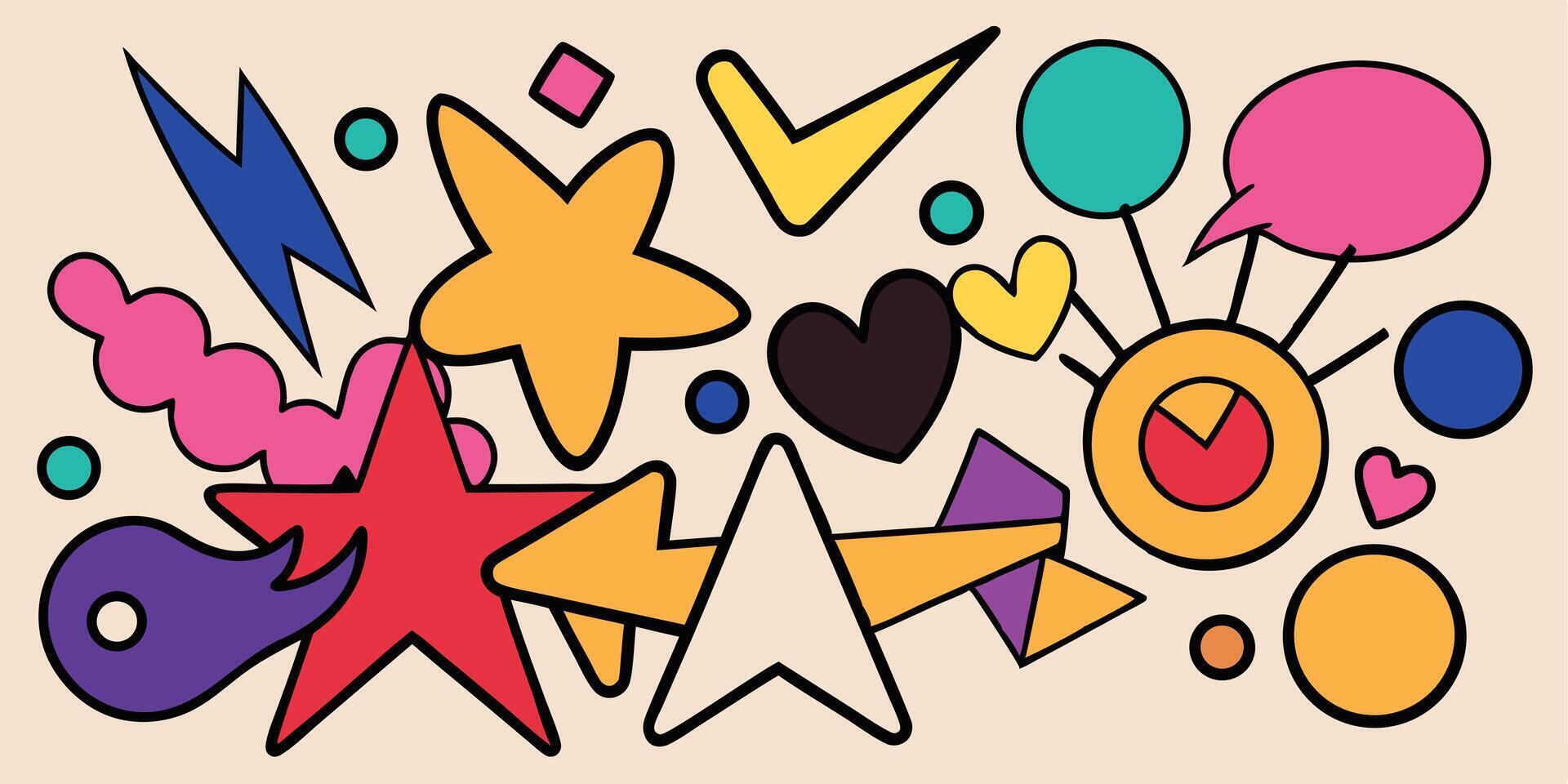 Vibrant Abstract Art Featuring Bold Shapes and Colors vector