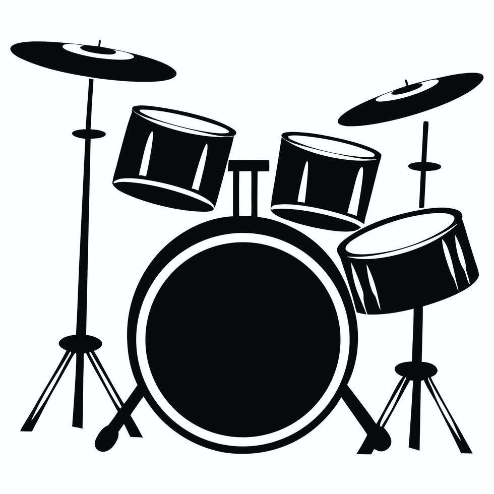 Simple Black and White Drum Set Illustration vector