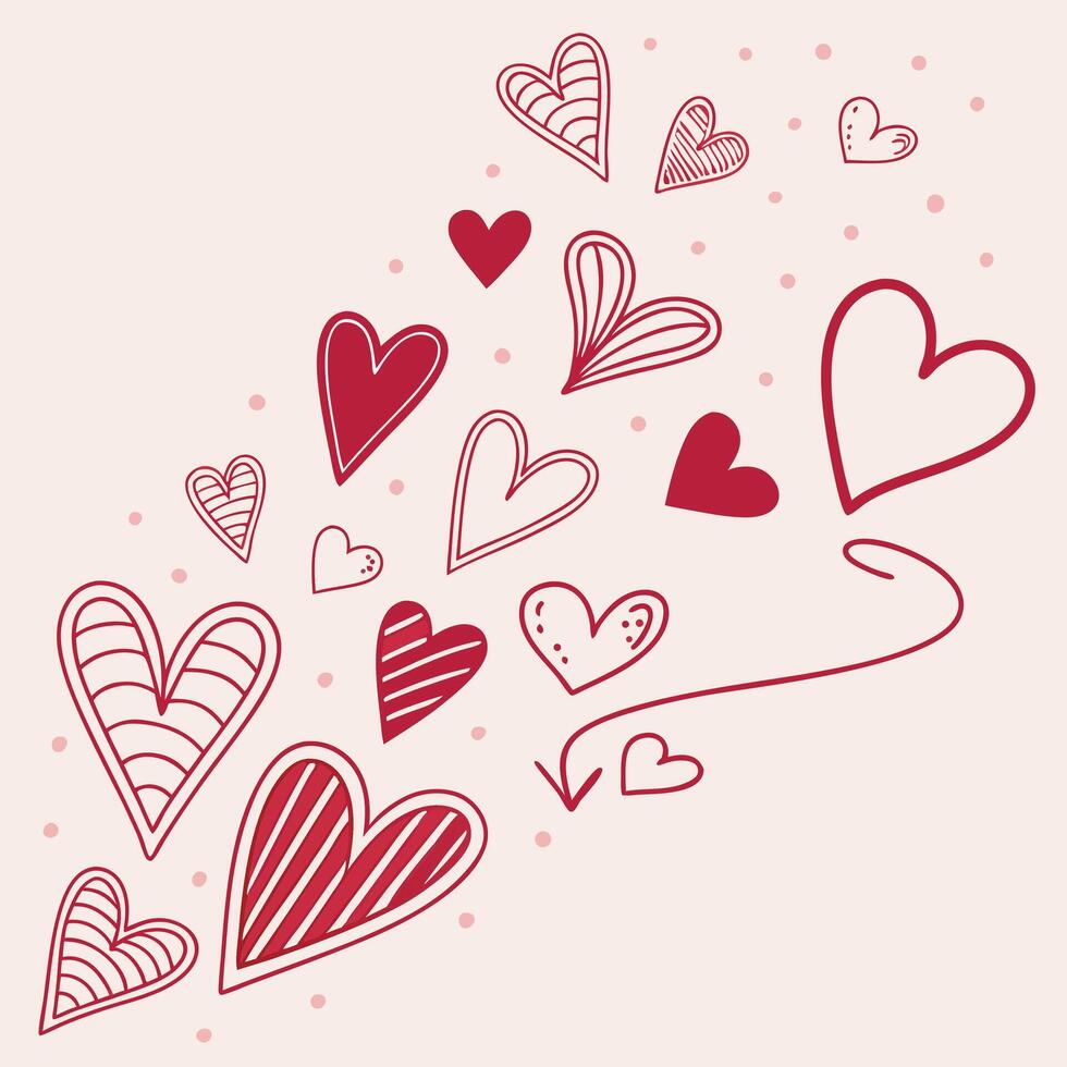 A Delightful Collection of Red Hearts with Varied Patterns and Styles vector