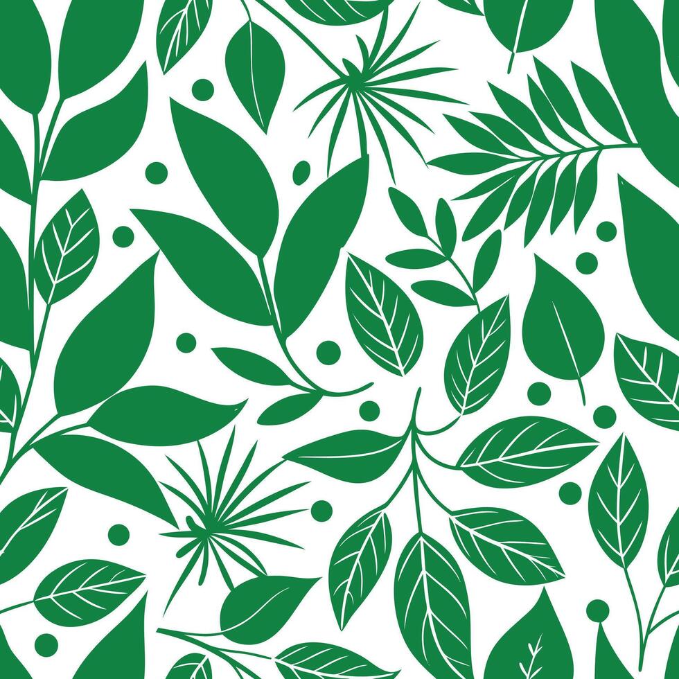 seamless pattern featuring vivid green leaves and vines on a bright yellow background for nature designs vector