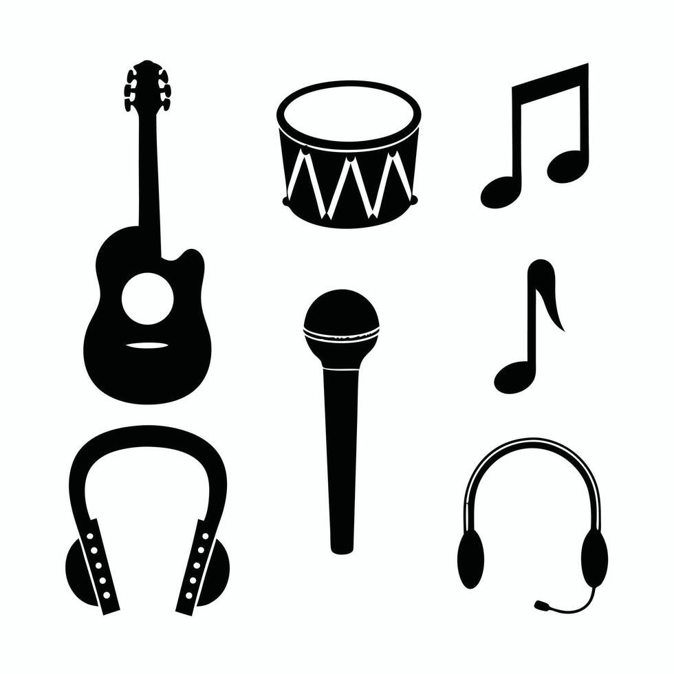 Music Instruments and Audio Equipment Icons vector