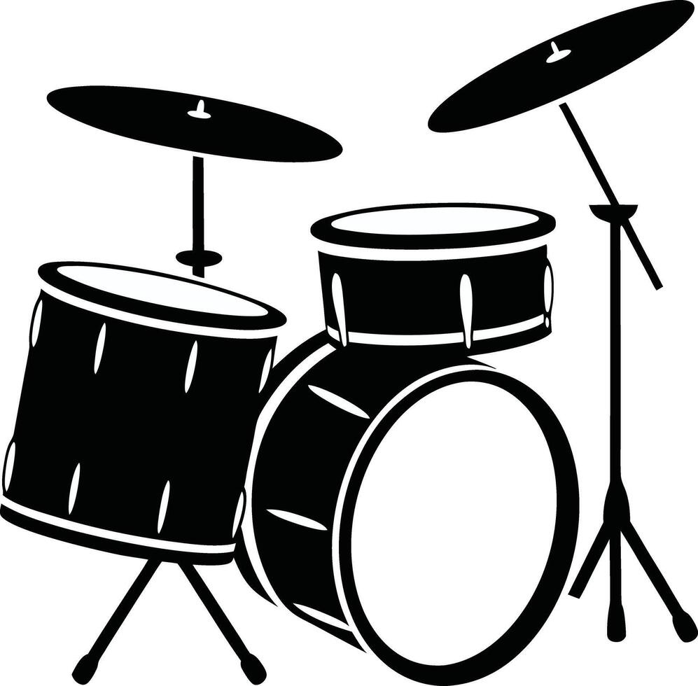 Simple Black and White Drum Set Illustration design vector