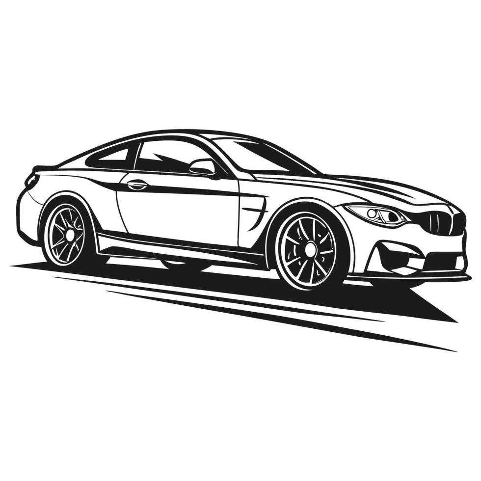 Car sedan and suv line draw four all view top side back insurance rent damage condition vector