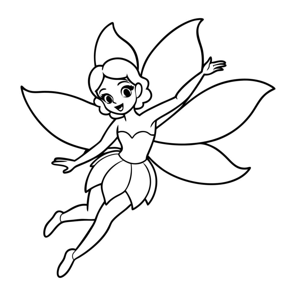 A cartoon drawing of a fairy with a wings and a wings vector