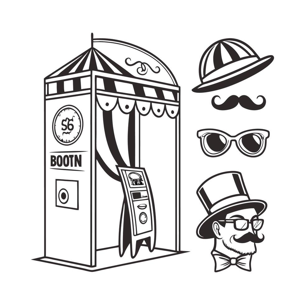 Black and white handdrawn illustrations vector