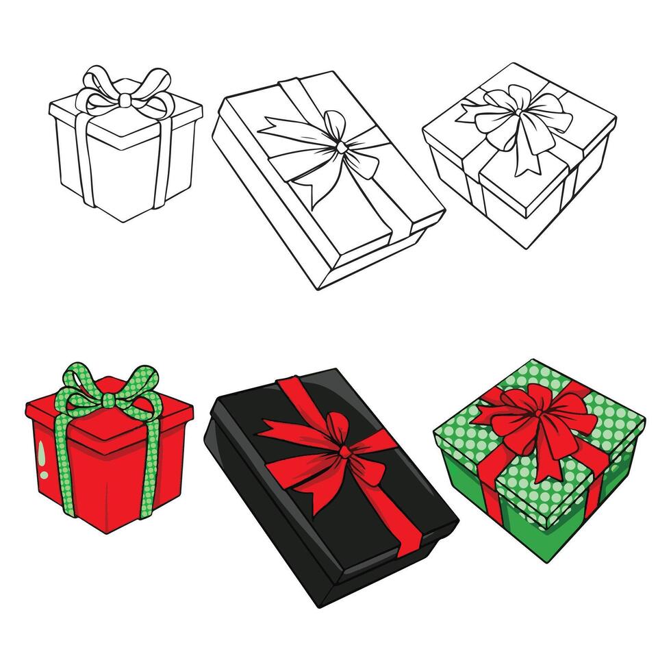 set of gift box illustration art vector