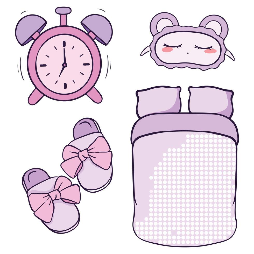 set alarm sleeping icons elements illustration art vector