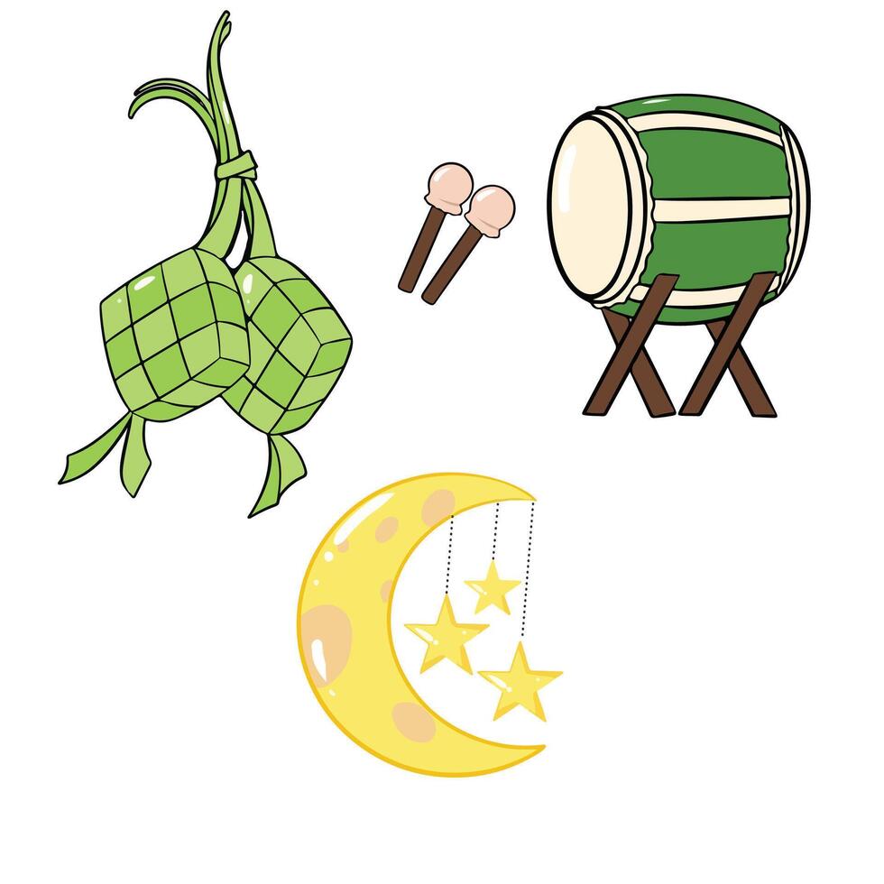illustration set of eid icon vector