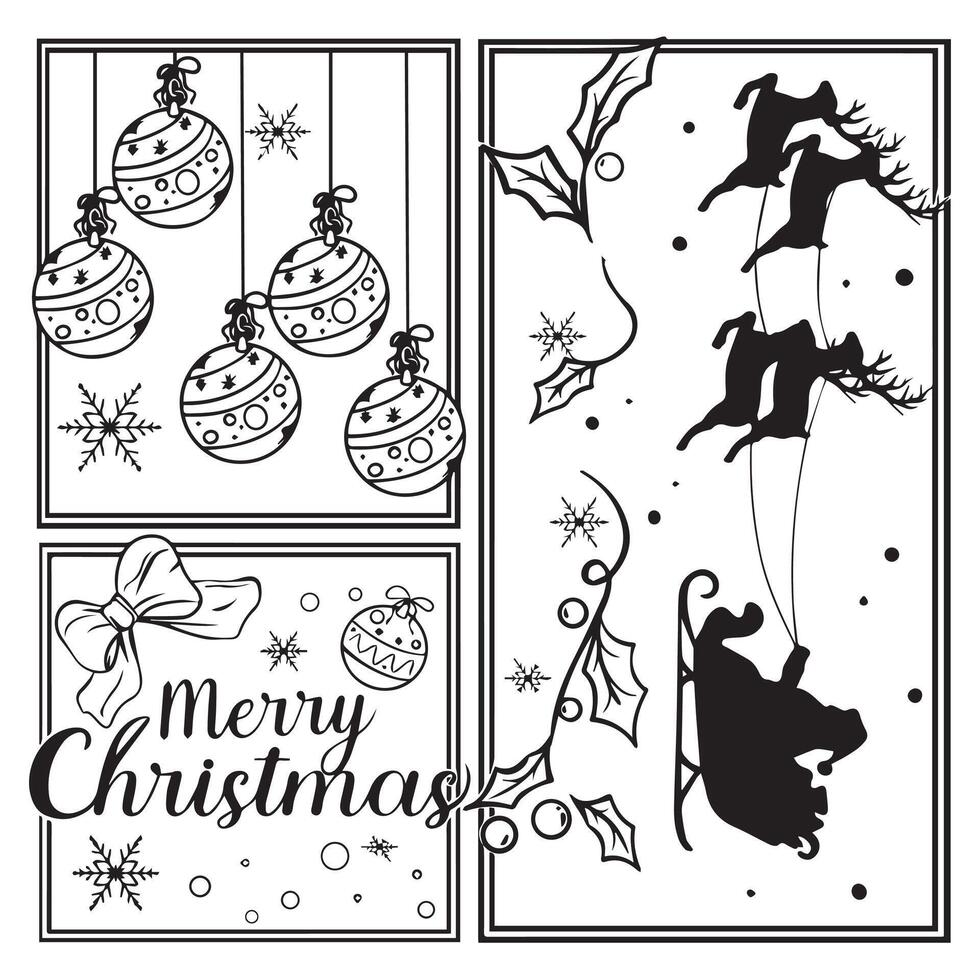 set sketch of christmas elements icons illustration art vector