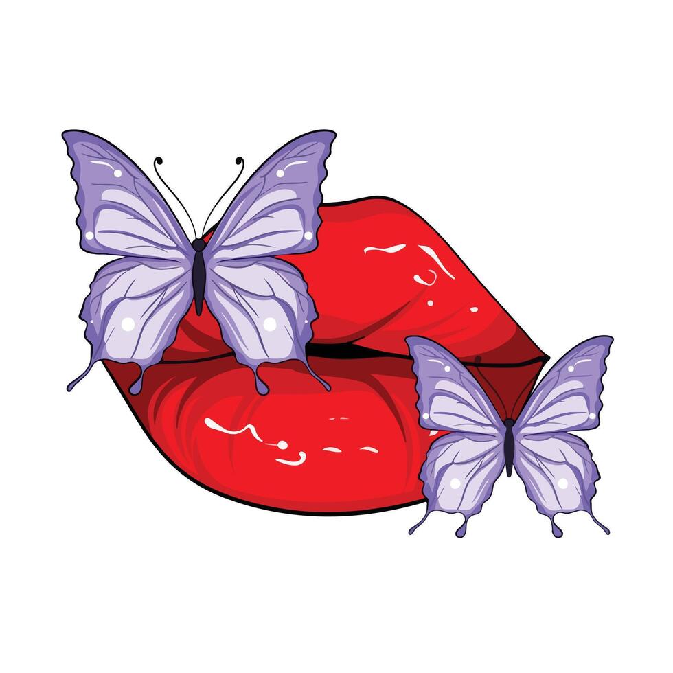 butterfly on lips with a white background vector