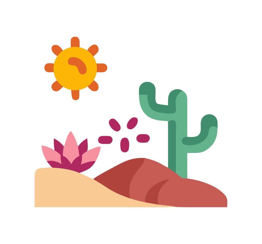 Desert landscape with cactus and sun vector