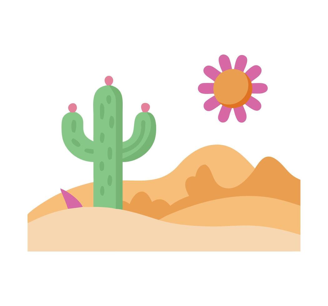 A cactus and a flower in the desert vector