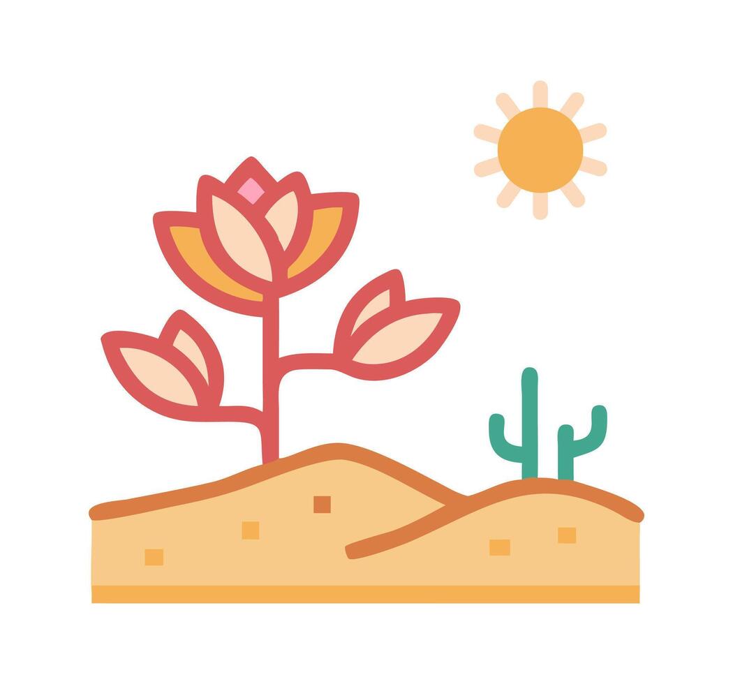 Desert Bloom Illustration on White Background vector